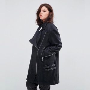 Elvi Asymmetrical Zip Buckle Coat Sz 20